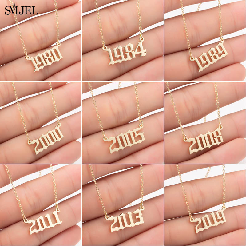 Women'S Fashion Year 2000 - SMJEL Collane personalizzate con numero dell'anno