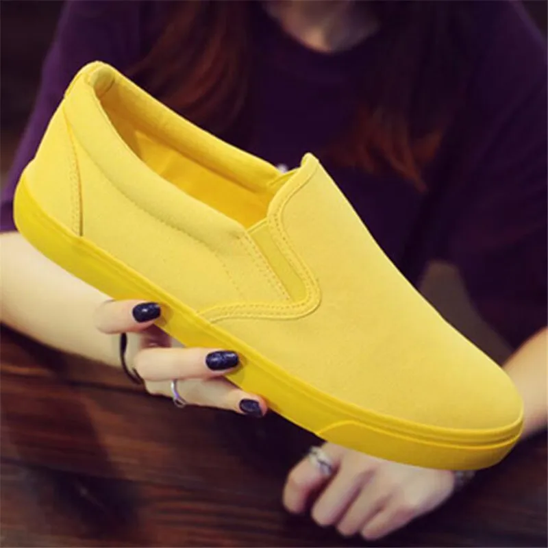 Women'S Yellow Fashion Sneakers - Scarpe casual in tela traspirante per