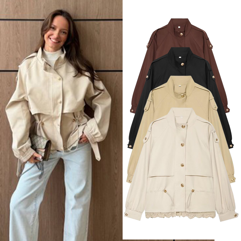 Women'S Fashion Utility Jacket - Giacca da donna con bordi in