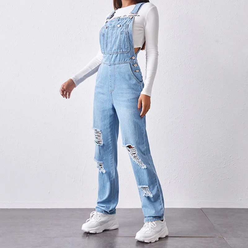 Mom Jeans Women - Tuta in Denim blu tuta pagliaccetti