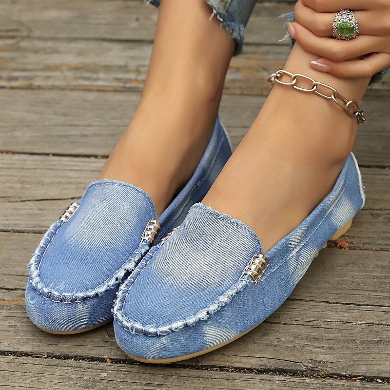 Women'S Fashion Loafers - Mocassini in Denim Azzurro alla Moda,