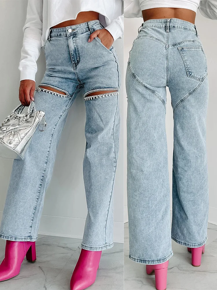 Mom Jeans Women - Pantaloni a vita alta in denim