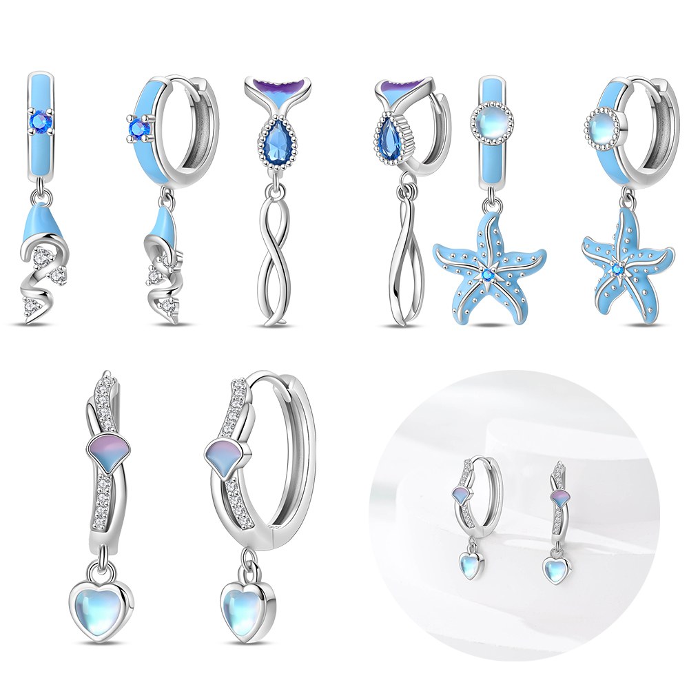Women'S Fashion Website - Colori argento Orecchini stella marina blu