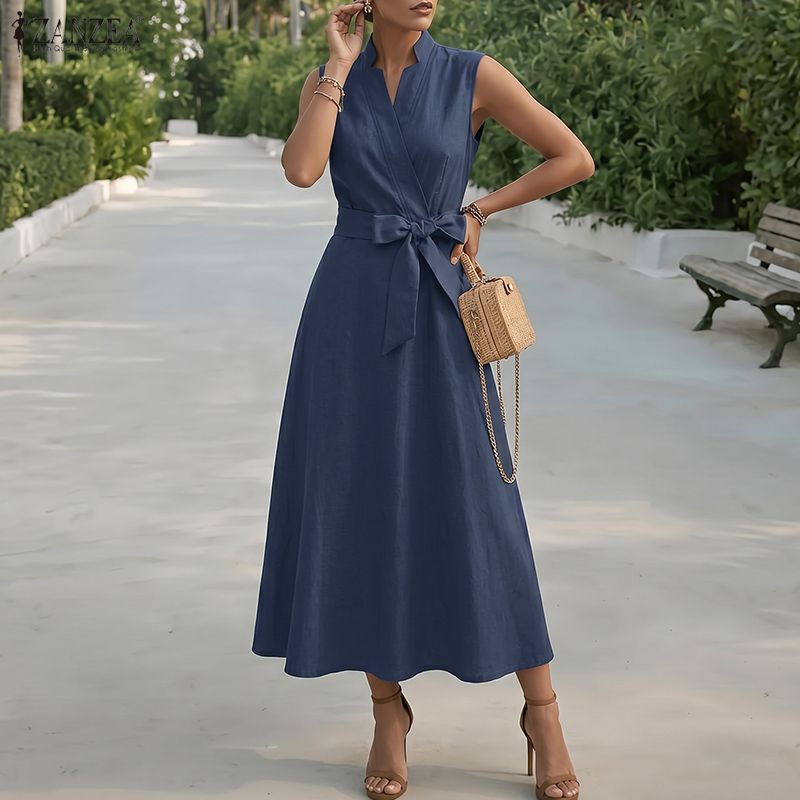 Women'S Fashion Line - ZANZEA Abito Lungo Minimalista da Donna