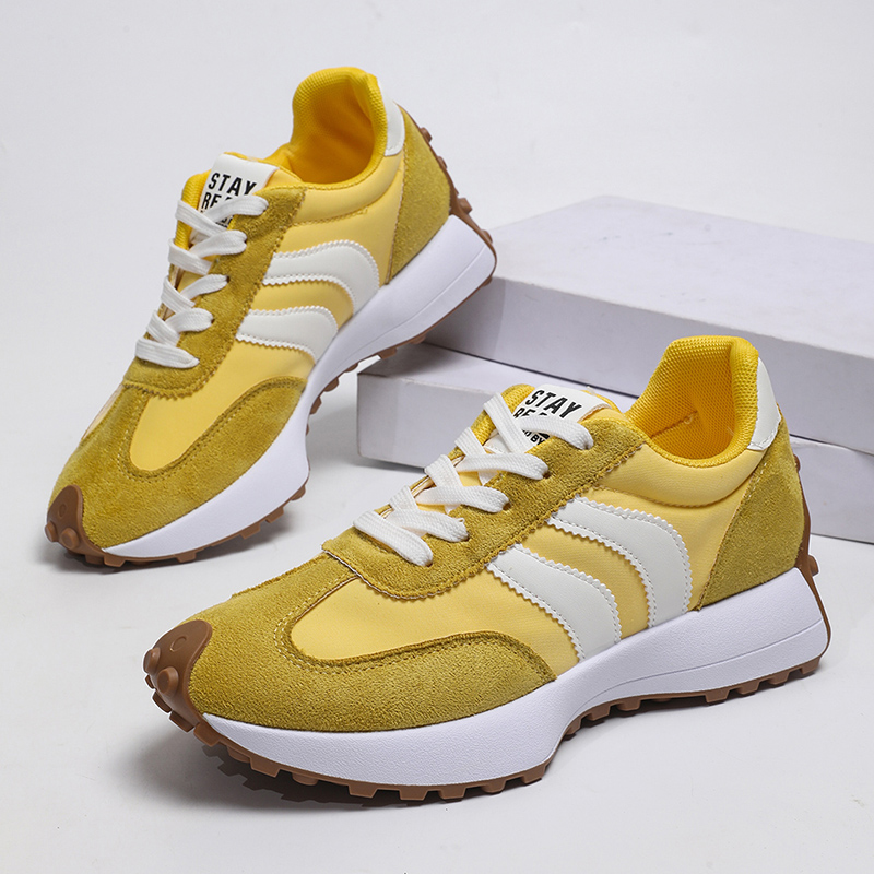 Women'S Yellow Fashion Sneakers - Sneakers Platform Gialle a Righe alla