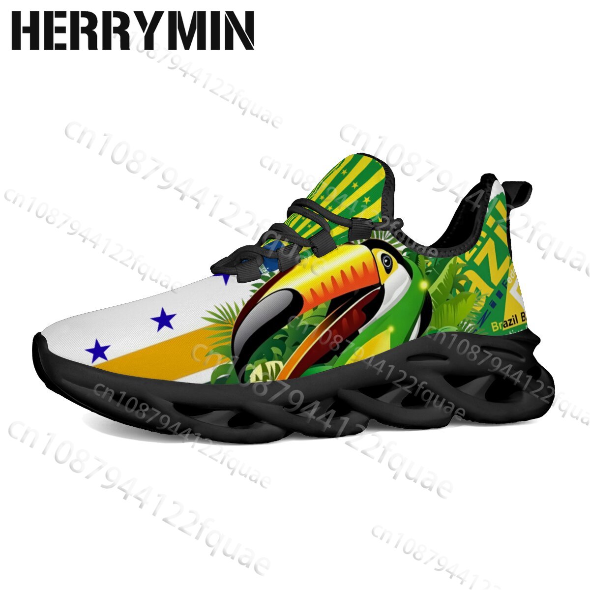 Women'S Yellow Fashion Sneakers - Sneakers con Stampa Bandiera Brasiliana Verde